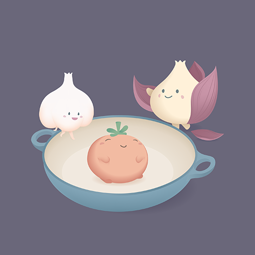 thumbnail illustration of cute vegetables in a pan